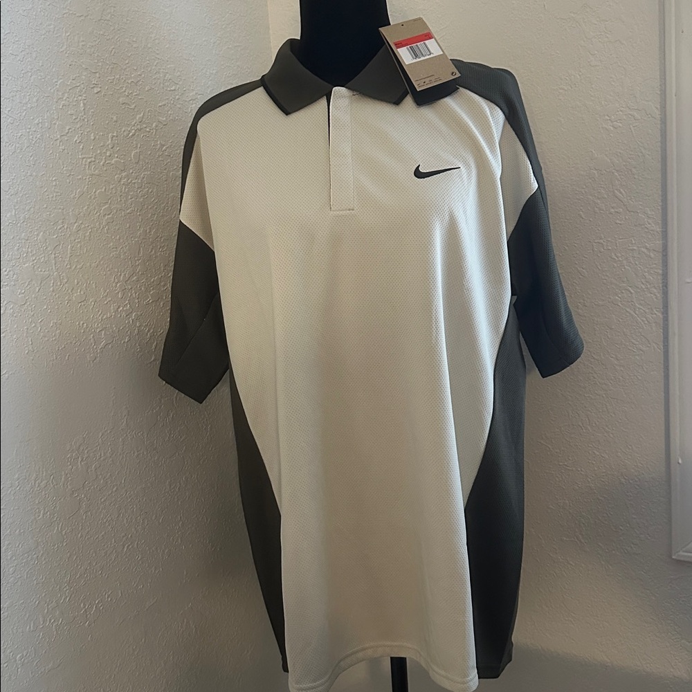 Nike Cream and olive green Polo Shirt